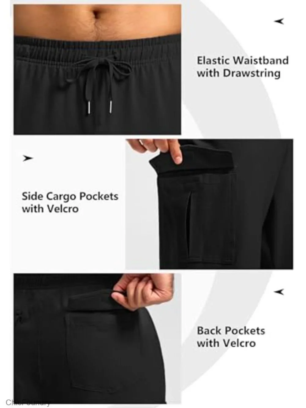 Cotton Blend Sweatpants with Cargo Pockets 4-Way Stretch Open Bottom